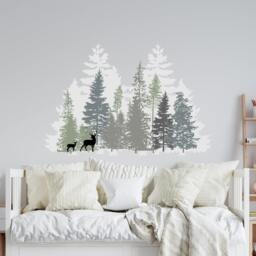 Tree Forest Wall Decals - Sticker Nursery Decal Kids Room Decor Deer Animal Vinyl R96 - thumbnail 2