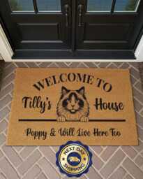 Personalized Cat Welcome Mat - Custom Pet Name Rug Funny Housewarming Gift - thumbnail 1
