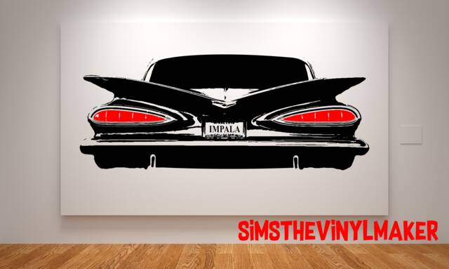 1959 Impala Hot Rod Vinyl Decal, Personalized License Plate, Garage Decor - image 1