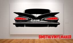 1959 Impala Hot Rod Vinyl Decal, Personalized License Plate, Garage Decor - thumbnail 1