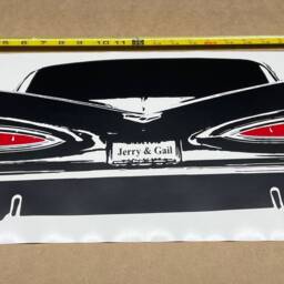 1959 Impala Hot Rod Vinyl Decal, Personalized License Plate, Garage Decor - thumbnail 2