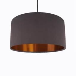 Charcoal Grey Lampshade in Velvet With Copper Lining - thumbnail 2
