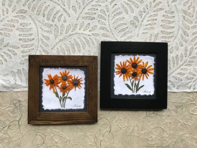 Pressed Black-Eyed Susan Art Signed Original Floral Artwork, Handmade in Canada - image 1