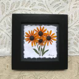 Pressed Black-Eyed Susan Art Signed Original Floral Artwork, Handmade in Canada - thumbnail 2