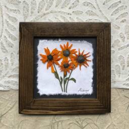 Pressed Black-Eyed Susan Art Signed Original Floral Artwork, Handmade in Canada - thumbnail 3