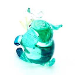 Hand Blown Glass Miniature Elephant Sitting Little Animal Blue White Figurine Statue Tiny Decoration Collectible Small Craft Painted Figure - thumbnail 3
