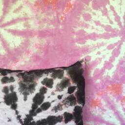 Tie Dye Circle Velvet Cushion - Burgundy - thumbnail 2