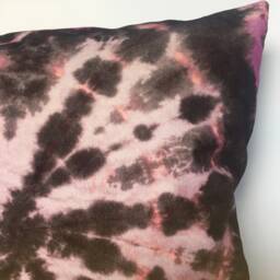 Tie Dye Circle Velvet Cushion - Burgundy - thumbnail 3