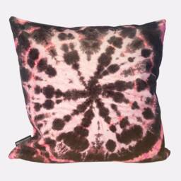 Tie Dye Circle Velvet Cushion - Burgundy - thumbnail 4
