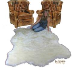 Plush Faux Fur Area Rug - Polar Bear Pelt Shape, Usa Made - thumbnail 1