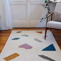 Crocheted Terazzo Carpet For The Living Room, Large Crochet Rug For A Touch Of Handmade Charm, Unique Design - thumbnail 3