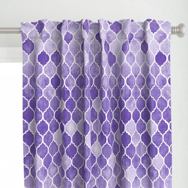 Moroccan Curtain Panel - Watercolor Quatrefoil Girl Kids Room Home Decor Summer Custom Textured Purple By Micklyn - image 1