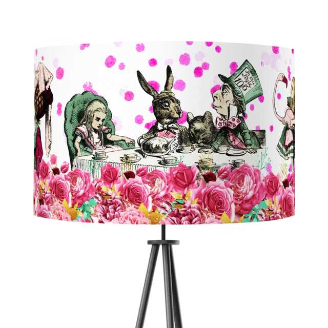 Lampshade Alice in Wonderland Pink Cream Blush Velvet - Drum Lamp Shade 25cm 30cm 35cm 40cm 45cm Table Lamp Shade, Ceiling Shade, Pendant - image 1