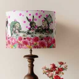 Lampshade Alice in Wonderland Pink Cream Blush Velvet - Drum Lamp Shade 25cm 30cm 35cm 40cm 45cm Table Lamp Shade, Ceiling Shade, Pendant - thumbnail 3
