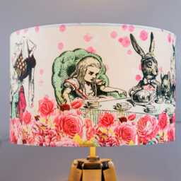 Lampshade Alice in Wonderland Pink Cream Blush Velvet - Drum Lamp Shade 25cm 30cm 35cm 40cm 45cm Table Lamp Shade, Ceiling Shade, Pendant - thumbnail 2