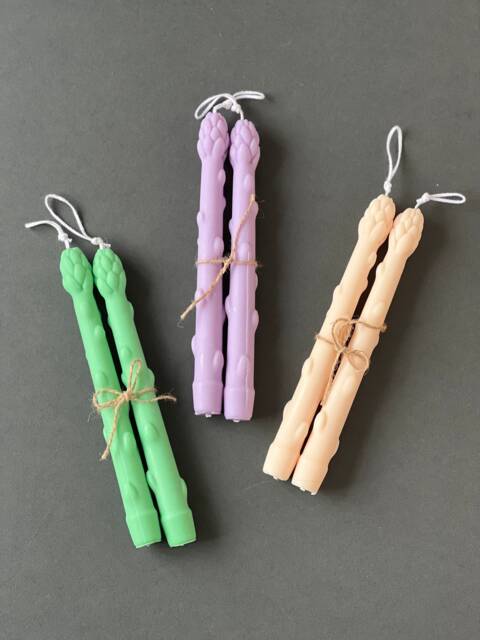 Asparagus Taper Candles Set Of 2 - Vegetable Unique Novelty Gift Realistic Food Candle Farmer Joke Garden - image 1