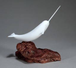 Narwhal Sculpture By John Perry 7 Inches Long On Polished Burl Base. Signed - thumbnail 1