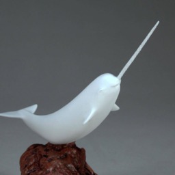 Narwhal Sculpture By John Perry 7 Inches Long On Polished Burl Base. Signed - thumbnail 2