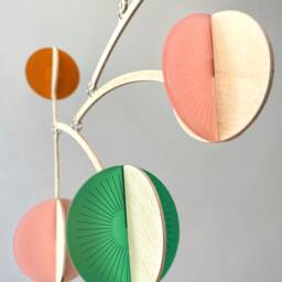 Mid Century Modern Mobile Handmade Wood & Acrylic Kinetic Sculpture - thumbnail 2