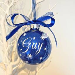 Personalised Bauble, Christmas Name Glitter Custom Name, Ornament