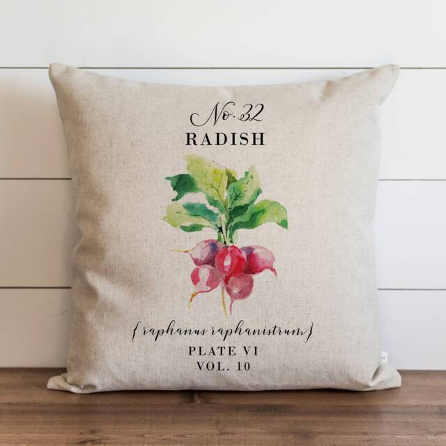 Radish Pillow Cover - 18 X 20 Botanical Floral Herbs Spring Home Decor Summer Throw Garden - image 1