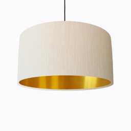 Ivory Linen Lampshade in Textured Fabric With Gold Lining - thumbnail 1