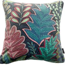 Botanical Garden Printed Cushion Cover Velvet Fabric Plants Leaves 16-20 - thumbnail 2