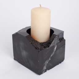 Alexandrette Black Marble Candleholder Natural Stone Decor - thumbnail 1