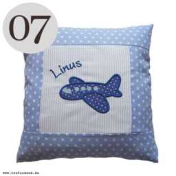 Embroidered Pillow Airplane + Name //Light Blue// 40x40 Pillowcase Gift Cuddly Cuddle Name - thumbnail 3