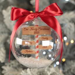 Personalised Family Christmas North Pole Snowy Acrylic Bauble Decoration - thumbnail 1