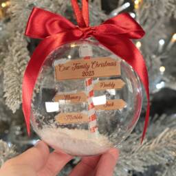 Personalised Family Christmas North Pole Snowy Acrylic Bauble Decoration - thumbnail 2