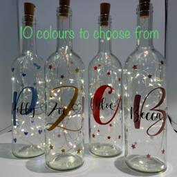 Personalised Initial Light Up Bottle, Birthday Keepsake, Milestone, Gift For Her, Bridesmaid, Home, Christmas, Wedding Present, Best Friend - thumbnail 1