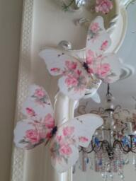 Shabby Chic 3D Butterfly Wall Decals Pink Rose Accent - Set Of 4 - thumbnail 1