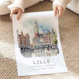 Lille France Travel Poster, European City Prints, Trave Gallery Wall Art, French Towns - thumbnail 2