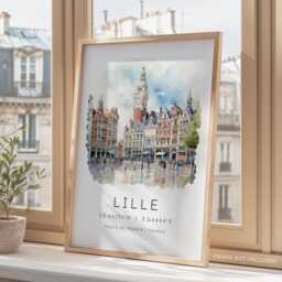 Lille France Travel Poster, European City Prints, Trave Gallery Wall Art, French Towns - thumbnail 3