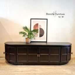 Long Curved Nathan Sideboard in Black With Antique Bronze Handles - thumbnail 4