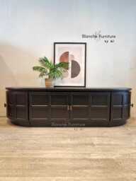 Long Curved Nathan Sideboard in Black With Antique Bronze Handles - thumbnail 1