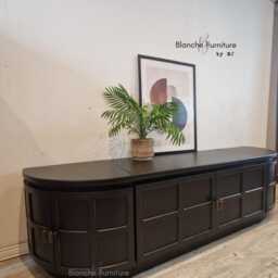 Long Curved Nathan Sideboard in Black With Antique Bronze Handles - thumbnail 2
