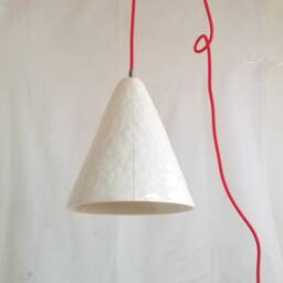 Ceramic Plug in Pendant Light. Hanging Cone, Overhead Chandelier - thumbnail 1