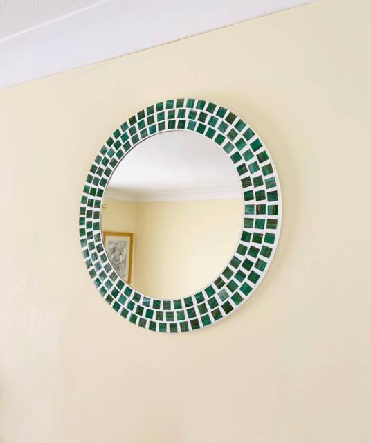 Everglades Round Green Mosaic Mirror - image 1