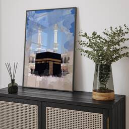 Set Of 2 Holy Mosques Abstract Watercolour Islamic Wall Art Prints Masjid Nabwi & Al Haram - thumbnail 2