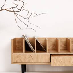 "Open Cabinet For Vinyl Records & Books Oak ""Poppy" - thumbnail 4