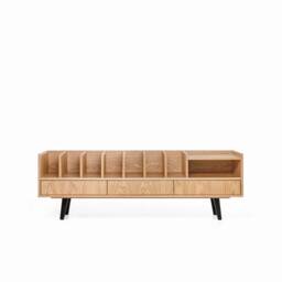 "Open Cabinet For Vinyl Records & Books Oak ""Poppy" - thumbnail 1