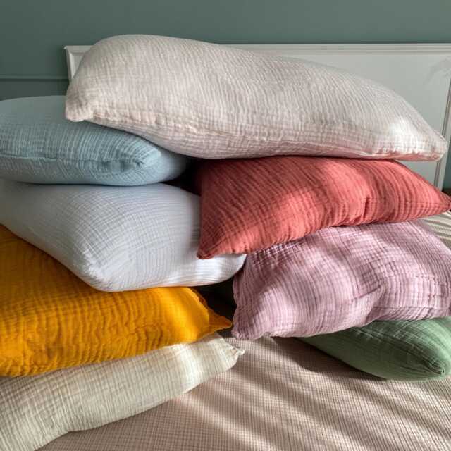 2 Organic Muslin Pillowcases Soft Cotton Gauze Sham, Queen, King, Body, Lumbar - image 1