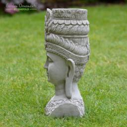 Hand-Finished Buddha Head Statue - Garden Candle Holder, Zen Decor - thumbnail 3