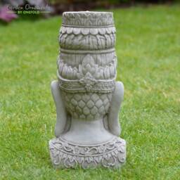 Hand-Finished Buddha Head Statue - Garden Candle Holder, Zen Decor - thumbnail 2