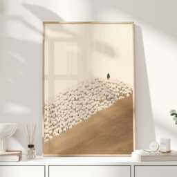 Christian Wall Art Print - Good Shepherd & Sheep Bible Verse Inspired Pastoral Artwork Faith Home Decor - thumbnail 1