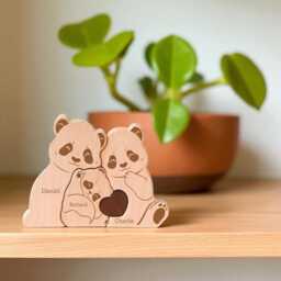 Panda Family Puzzle, Personalized Wooden Mothers Day Gift, Adoption Custom Decor, Keepsake, Gift - thumbnail 2