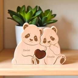 Panda Family Puzzle, Personalized Wooden Mothers Day Gift, Adoption Custom Decor, Keepsake, Gift - thumbnail 3