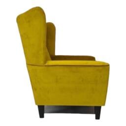 Gold Velvet Wingback Fireside Chair - Solid Wood Legs - thumbnail 4